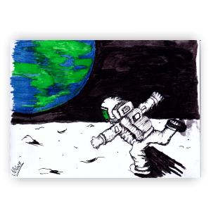 Postkarte A6 – Fly On The Moon
