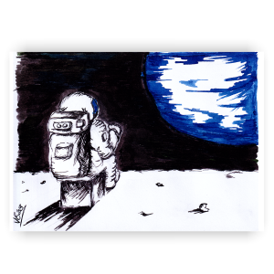 Postkarte A6 – Mondmann – Nach der langen Reise